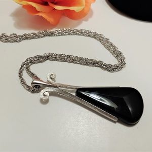 EGYPTIAN REVIVAL ANKH NECKLACE AVON BLACK SILVER